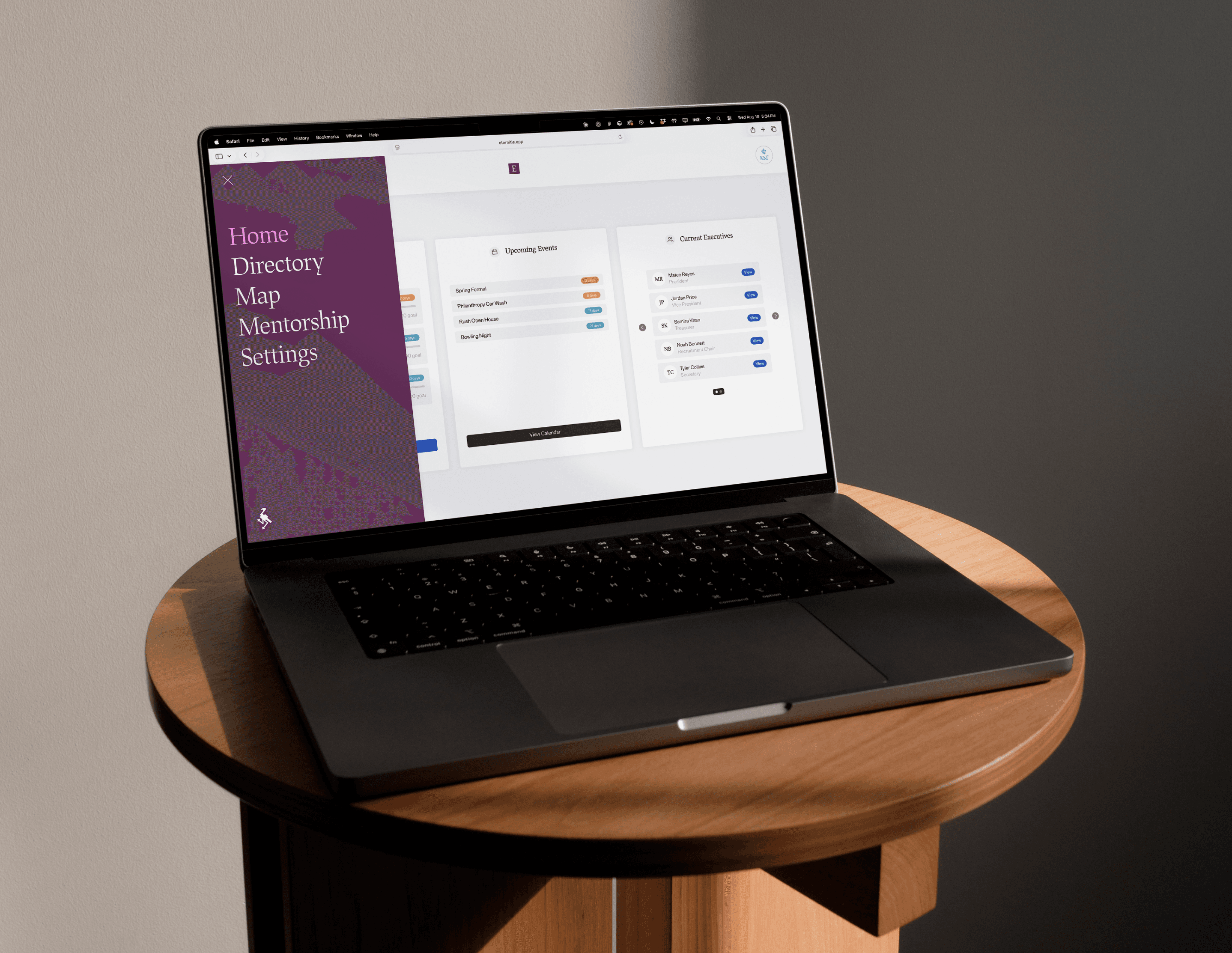 Eternitie dashboard on a laptop